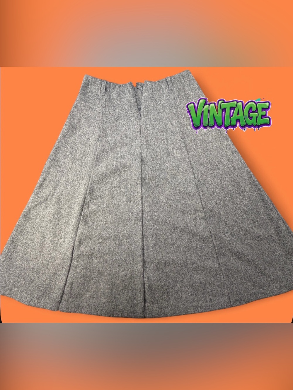 Vintage Century Boston Gray Wool Tweed A Line Midi Skirt Womens 24W 12x29 XS